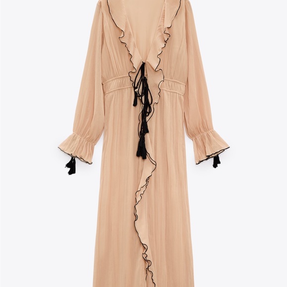 Zara RUFFLED DRESS WITH BOWS - Picture 3 of 6